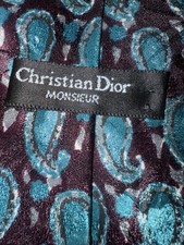 Christian Dior Monsieur Men’s Purple Blue Paisley Silk Tie Vintage Made In USA