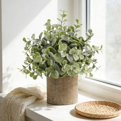 Plastic Eucalyptus Leaf Potted Plant Set for Home Office Apartment Decoration