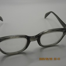 Vintage American Optical Eyeglass Frames Smoke Gray Plastic Full Rim Retro Style