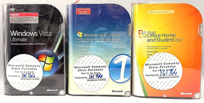Set of 3: Windows Vista Ultimate Office Home & Student 2007 Windows Live OneCare