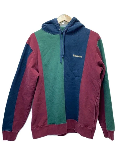 Supreme Felpa con Cappuccio 18AW Tricocolor Felpa con Cappuccio M Cotone Bordeaux Tinta Unita Usata