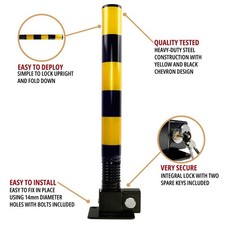 Streetwize SWWL8 Folding Parking Post Round Anti Theft Durable Black & Yellow