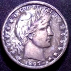 1897-0 BARBER HALF DOLLAR 50C ,  VF  GRADE , HARD DATE, FULL LIBERTY, FULL MOTTO