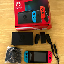 Nintendo Switch 32GB Console Bundle w/ Neon Red/Blue Joy-Con, Dock, Box