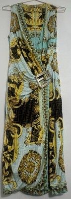 FENDI+VERACE FENDACE Limited Edition-Sleeveless Monogram V Neck Dress Size 44 