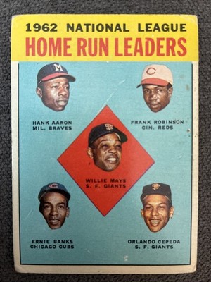 1963 Topps #3 NL Home Run Leaders #3 Mays/Aaron/Robinson/Banks/Cepeda   READ