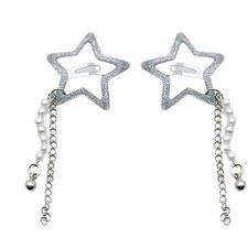 2PCS Silver Color Star Shape Hair Clip For Women Girl Trendy Star Shape Hair ...