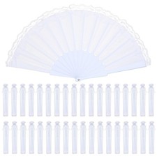50 Pcs Hand Lace Foldable Fans Bulk for with Organza Bag Lace Folded Hand Eur...
