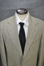 VTG Polo Ralph Lauren Blazer Mens 41L Gray Windowpane Check Made USA Sport Coat
