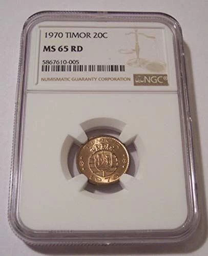 Timor 1970 20 Centavos MS65 RED NGC