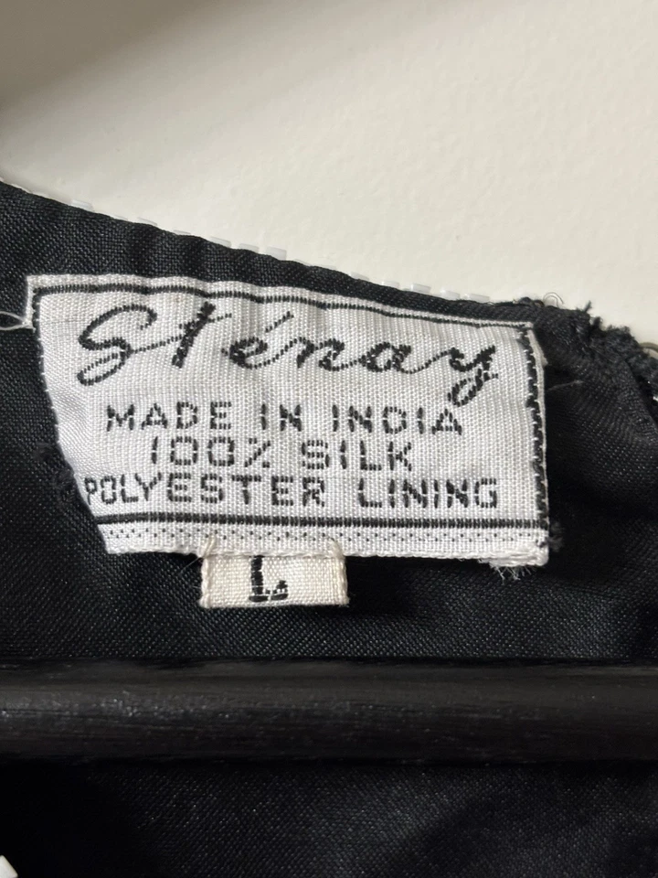 Camisa de Noche Formal Stenay Vintage Años 80 Lentejuelas de Seda ☼Cuentas a Mano Talla Grande Foto 2 de 4