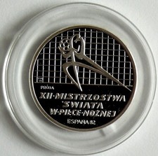 Polen 200 zl. 1982 Fu&szlig;ball - Torwart links, Probe, Silber, PP