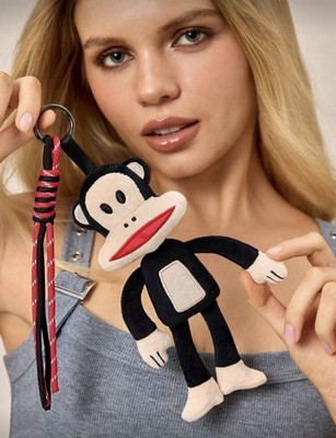 New BIG 8  PAUL FRANK Keychain Plush JULIUS MONKEY Key Ring HOOK Purse Charm Red