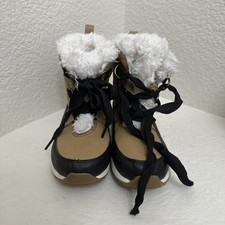 Cat  Jack Kids Snow Boots Size 3 Tan Brown Winter Faux Fur Lined