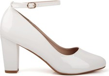 WOMENS LADIES BLOCK HEEL ANKLE STRAP WORK COURT EVENING DRESS GIRLS SHOES PUMPS