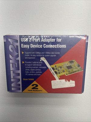  NEW Intek 21 USB 2-Port Adapter TK9909 for easy device connections