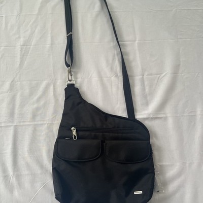Travelon RFID Anti-theft Crossbody Nylon Black Bag Purse Multi Compartment