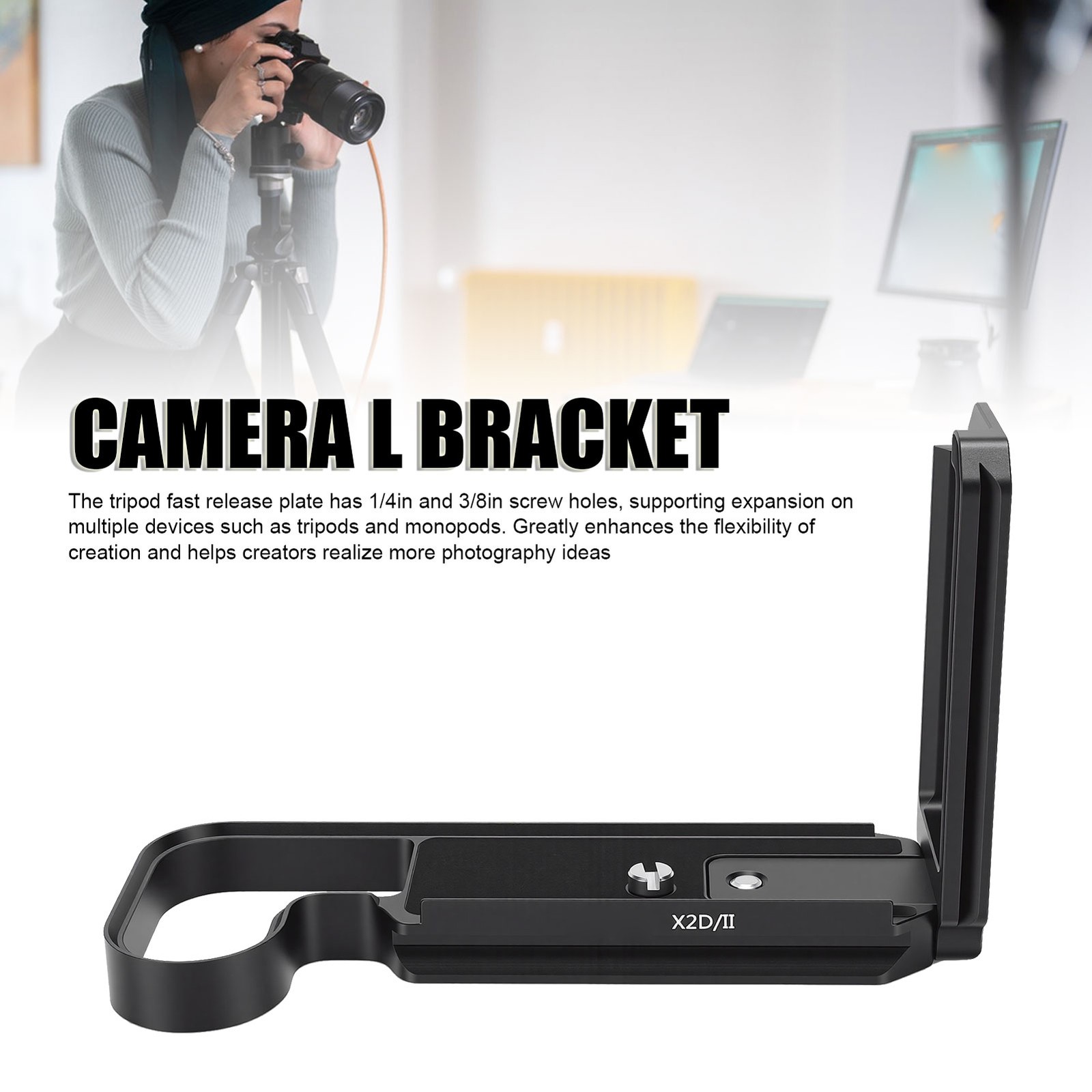 1x Quick Release Plate L Bracket for Tripod Monopod 1/4in 3/8in Threaded Hole