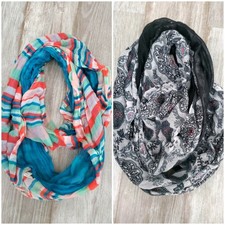 Soft Infinity Scarves Set of 2 Blue Black Gray