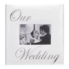 Our Wedding 2-Up Faux Leather Wedding Bookbound Album Holds 160 4x6 Photos 