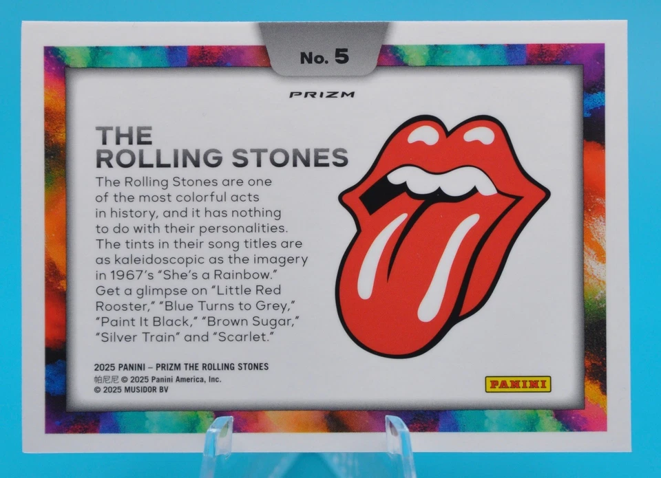 2025 Prizm The Rolling Stones Color Blast #5 Mick Jagger Keith Richards Wood SSP - Image 2 of 2
