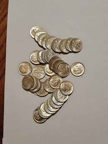 Silver Roosevelt Dimes Lot. 40 Silver Uncirculated Roosevelt Dimes