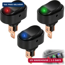 3PCS LED Lighted Rocker Switch 12V ON Off Switch Mixed Color