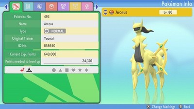 Pokemon Strahlender Diamant & Leuchtende Perle 6IV Shiny Arceus Max EVs
