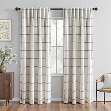 100 Blackout Plaid Farmhouse Linen Curtains 84 Inch Long for Living Room Double