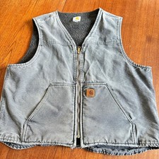 Vintage Carhartt V26GVL Duck Sherpa Lined Vest Gravel Grey XL Gorpcore Utility