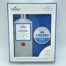 CREMO Hair Styling Kit Thickening Shampoo 16oz & Texture Paste 4oz Barber Grade