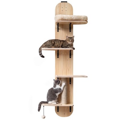 Door Hanging Cat Climber w/Plush Bed Scratching Post Carpeted Jumping Platforms