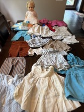 Large Vintage Lot Of Baby Doll Clothes Hats Dresses Blankets With 19  EEGEE Doll