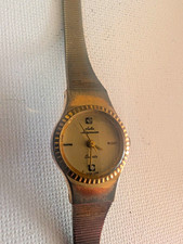 Jules Jurgensen Quartz Women's Dress Watch Gold Dial Two-Tone Metal Bracelet