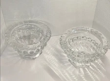 Glass Abelia Compote Bowl Vase Pedestal  8.25 " Event Center Piece set of 2