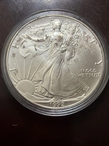 1992 Silver American Eagle $1 - Brilliant Uncirculated - Some Paper Will ComeOff