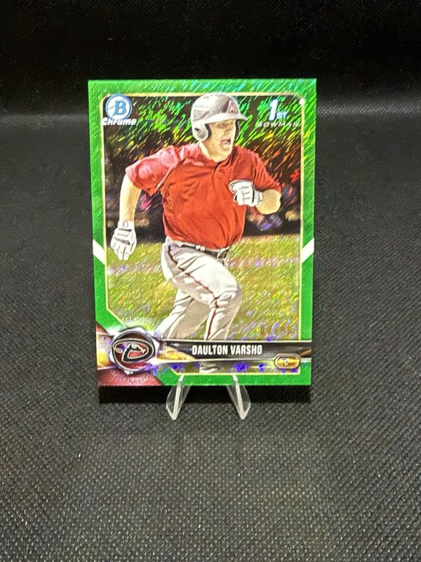 2018 Bowman Chrome Daulton Varsho First Bowman Green Shimmer /99 Blue Jays