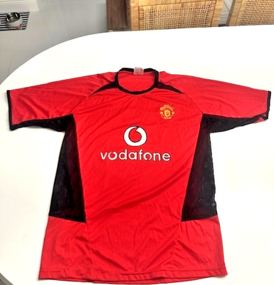 Mens Vodafone Manchester United Soccer Jersey Red Black Large