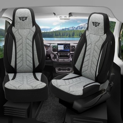 Pilot Wohnmobil Sitzbezüge passend für Dethleffs Globetrotter (Schwarz-Hellgrau)