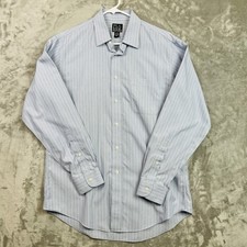 Jos A Bank Traveler Collection Mens 16 33 Long Sleeve Dress Shirt Blue Slim Fit