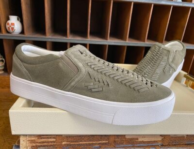 M Marc Fisher Olive Green Woven Suede Slip-on Dexie Low Top Sneakers