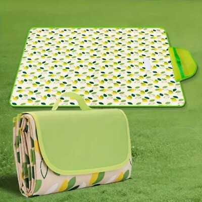 1 x Grün Gelb Blätter Picknick Matte Wasserdicht Faltdecke Strand Camping (S)