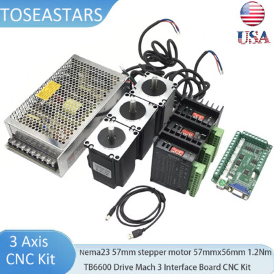 3 Axis USB CNC MACH3 Control Kit Nema23 Stepper Motor TB6600 Driver Power Supply