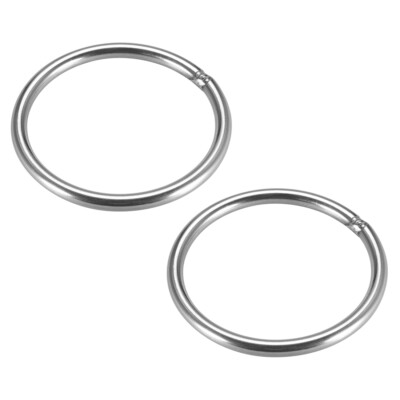 Welded O Ring, 79 x 6mm Strapping Round Rings Stainless Steel 2pcs