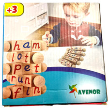 Kids Wooden Learning Blocks Reading Words Toy Age 3 Educational NEW