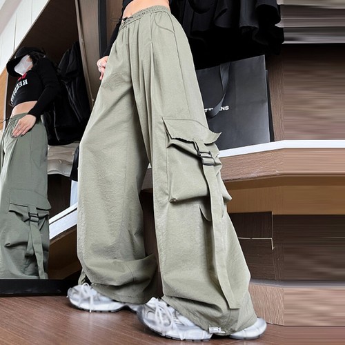 Women Wide Leg Cargo Pants High Waist Casual Loose Pocket Trousers Sports Pants - Picture 24 of 29