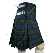 Scottish Handmade Men's Traditional Black Watch Tartan Kilt  Custom Size Made