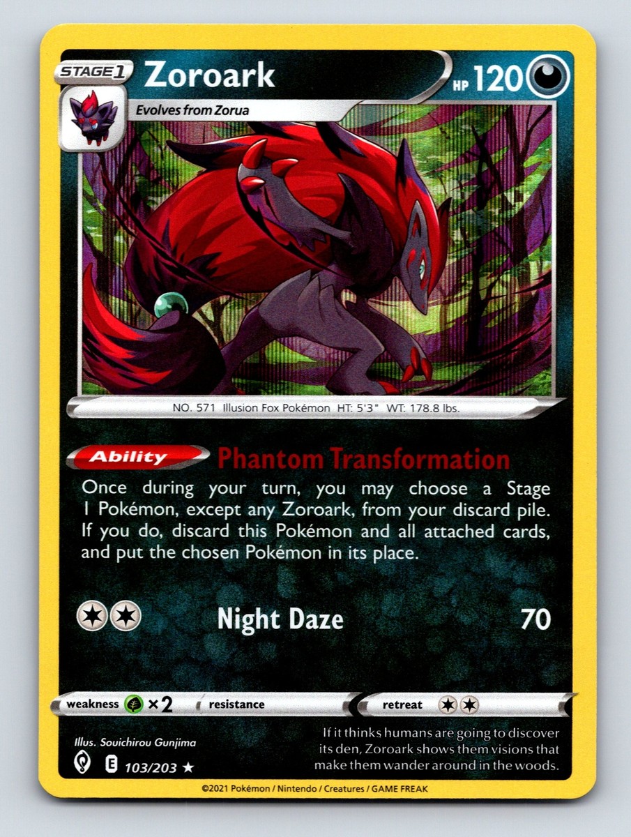 Stage 1 Zoroark HP 120 Phantom Transformation Rarity Dark Green | eBay