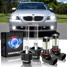 4x D2S HID Headlight Hi/Lo + 9006 LED Fog Light Bulb For BMW 525i 530i 2004 2005
