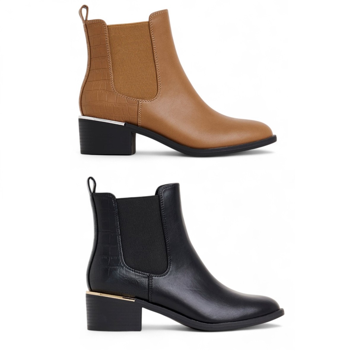 Womens Extra Wide Fit Heeled Black Pull On Chelsea Ankle Boots